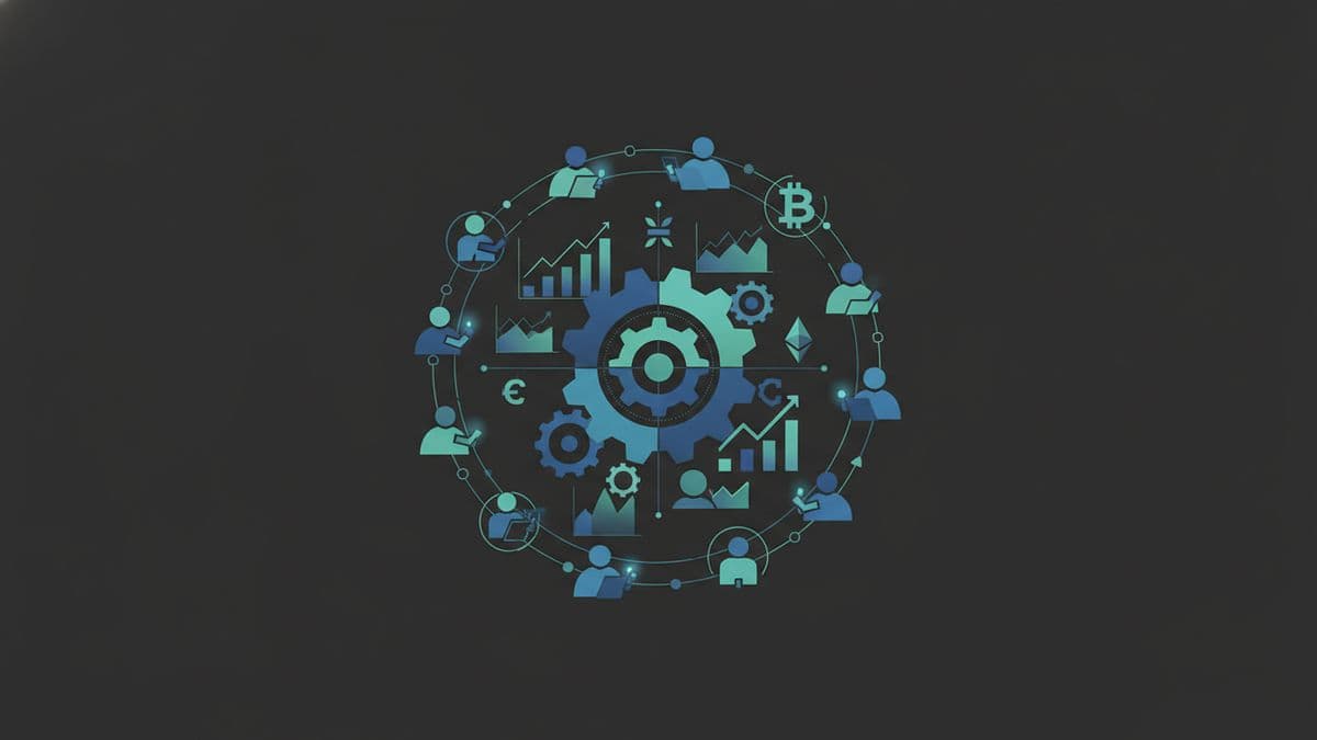 Logotipo de Aave sobre un fondo abstracto azul